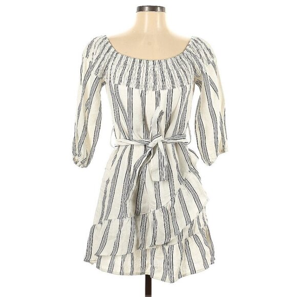 Annabelle The‎ Collection 100% Linen Dress Striped Layered Women's Size XS - Picture 1 of 10